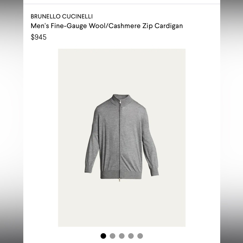 BRUNELLO CUCINELLI
Men's Fine-Gauge Wool/Cashmere Zip Cardigan